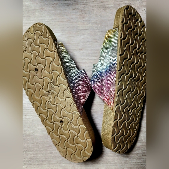 Bamboo Rainbow Rhinestone Slides - Picture 4 of 5